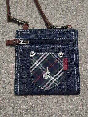 Vintage Bean Pole Denim Crossbody Wallet Coin Purse Mini Bag Removable Strap